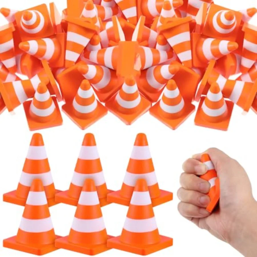 60 pièces 2.36 ''norme cône balles anti-Stress Construction en vrac faveur de fête jouet de Construction cônes à presser drôle soulagement du Stress jouet Gif