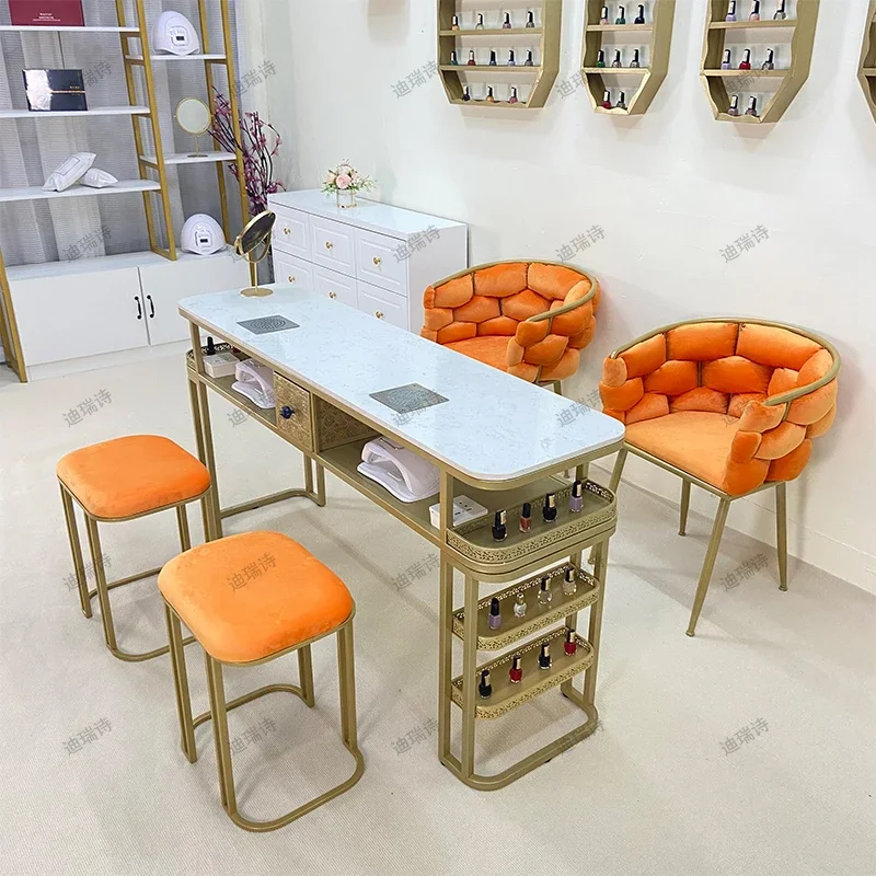 

Funky Storage Nail Desk Cleaner Professional Chair Nail Desk Designer Equipment Luxury Scrivania Per Unghie Hotel Furniture