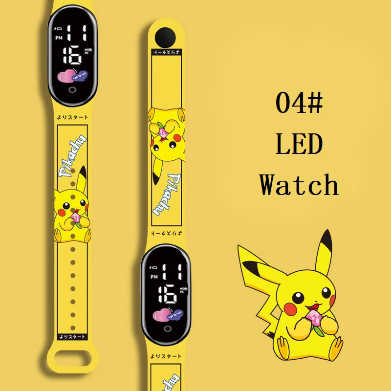 Pokemon impermeável LED relógio eletrônico para crianças, pulseira colorida, pulseira de toque, personagem anime, pikachu, relógios digitais, moda