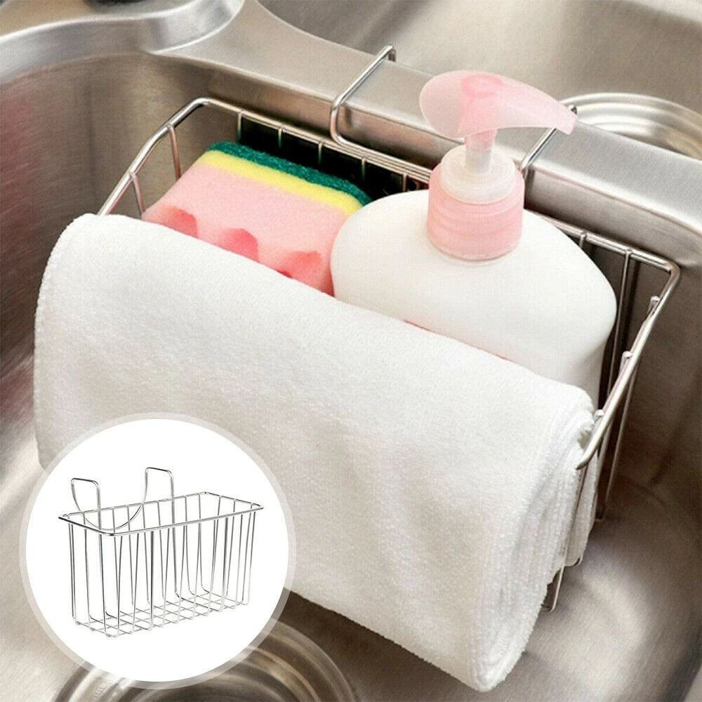 

Stainless Steel Anti-rust Sink Accessory Brush Storage Home Drainer Rack Sink Basket Kitchen Supplies Sponge Holder