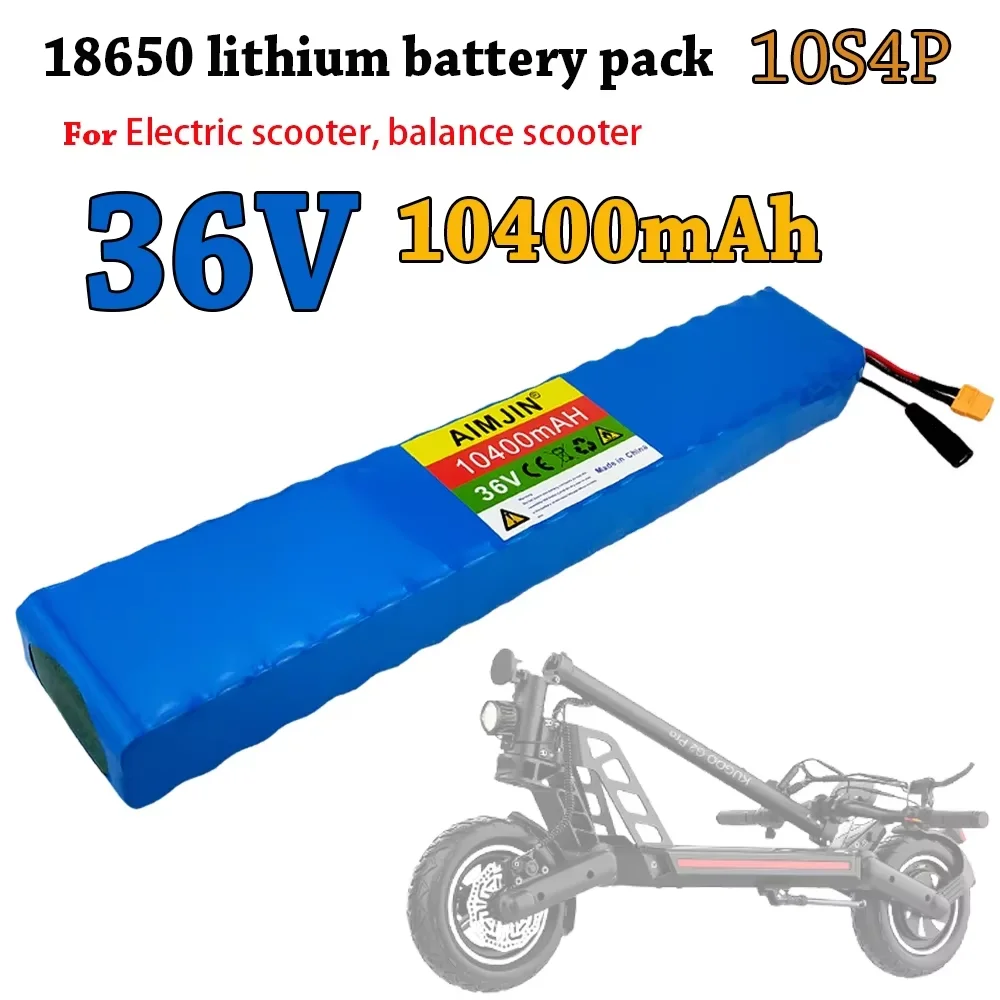 

NEW 36V 10S4P 10.4Ah Lithium Battery Large Capacity for Electric Bike and Scooter, with BMS