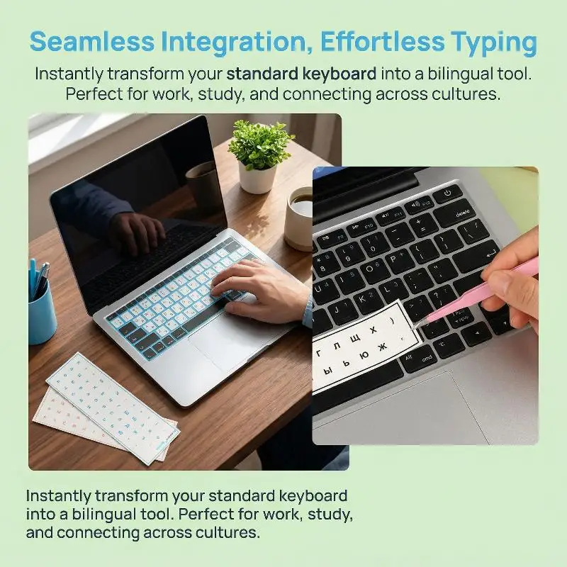 [Russian Language] Tear-Off Film Keyboard Sticker Desktop Laptop Key Sticker Single Film Universal Side Engraving Sticker