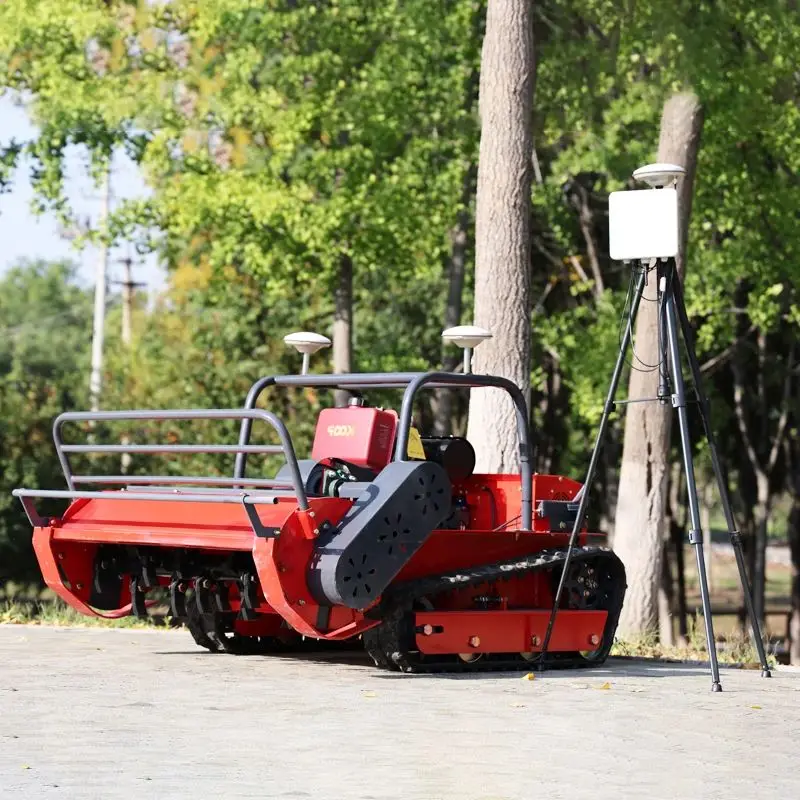 

Customized electric start remote control lawn mower mini remote control robot lawn mower with snow plow accessory