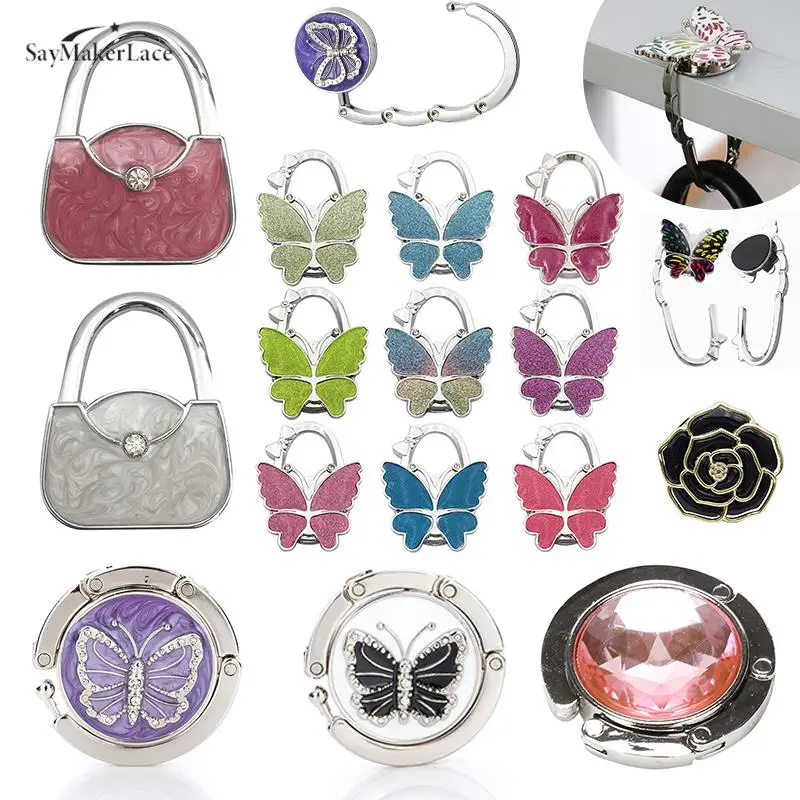 1pcs Portable Table Handbag Hook Foldable Butterfly Bag Hanger For Women Handbag Purse Holder Organizer Decoration