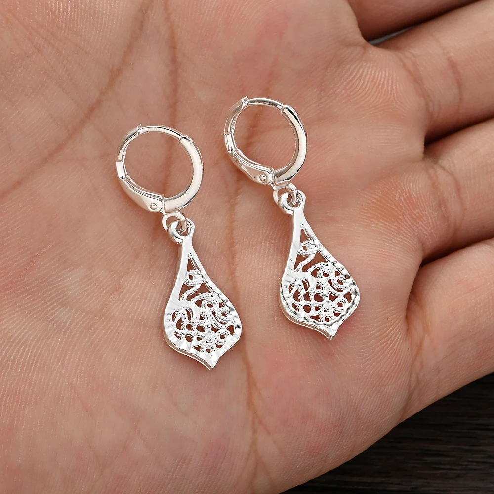 

Silver Color Ethiopian Leaf Earrings for Women Girls Habesha Eritrean Jewelry Designs