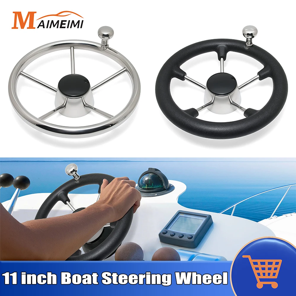 

AD 11-дюймовый 5-спицевой руль-разрушитель, аксессуары для лодок, яхт, морской корабль, руль из нержавеющей стали с поворотной ручкой