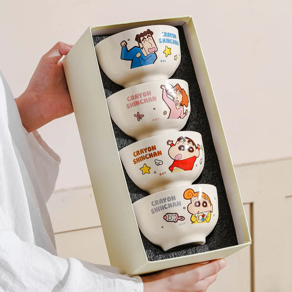 

Anime Crayon Shin-chan Family Ceramic bowl set.High-appearance-level Ceramic tableware Cute children's tableware Adult tableware