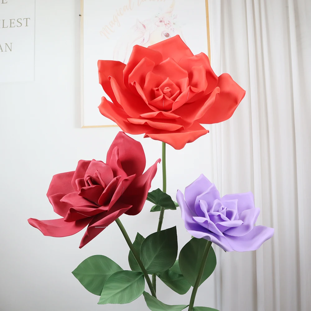 

Large Simulation Crimped Rose PE Flower Room Decor Wedding Party Accessories Festive DIY Artificial Flowers Decoration