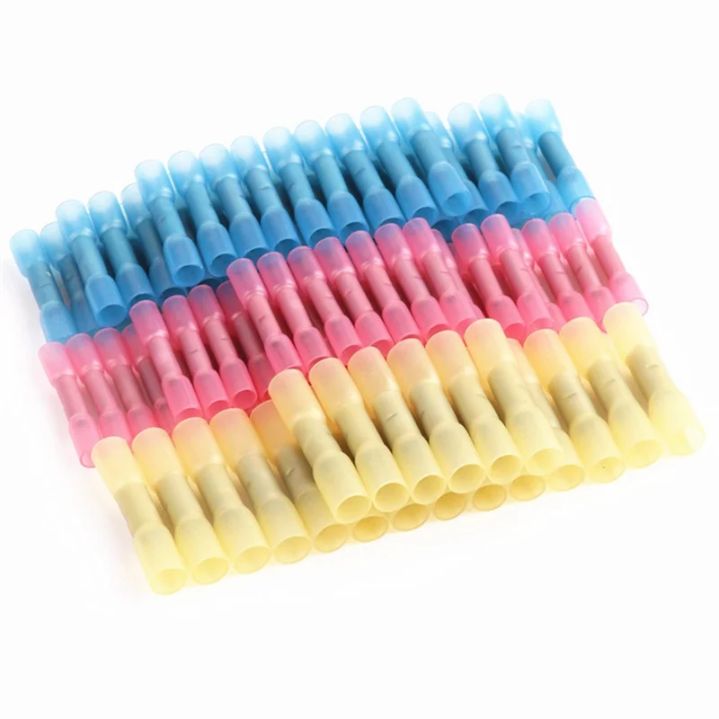 AS95-100PCS Conectores a tope de sellado termorretráctil Terminales de engarzado impermeables aislados Conector de cable eléctrico 26-10 AWG