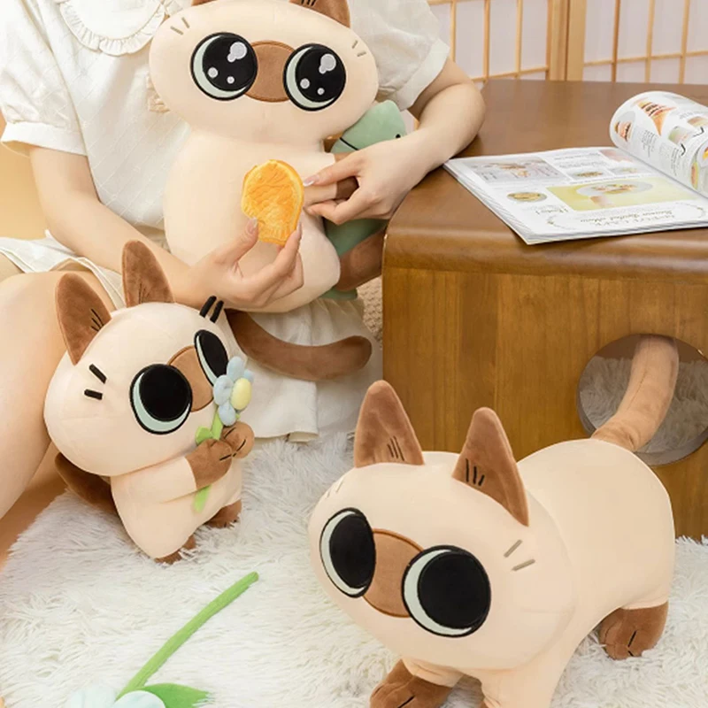 2023 Azuki Can Siamese Cat Soft Plush Dolls Decor Cotton Anime Pillow Kawaii Stuffed Plushies Cute Children Toys Birthday Gifts