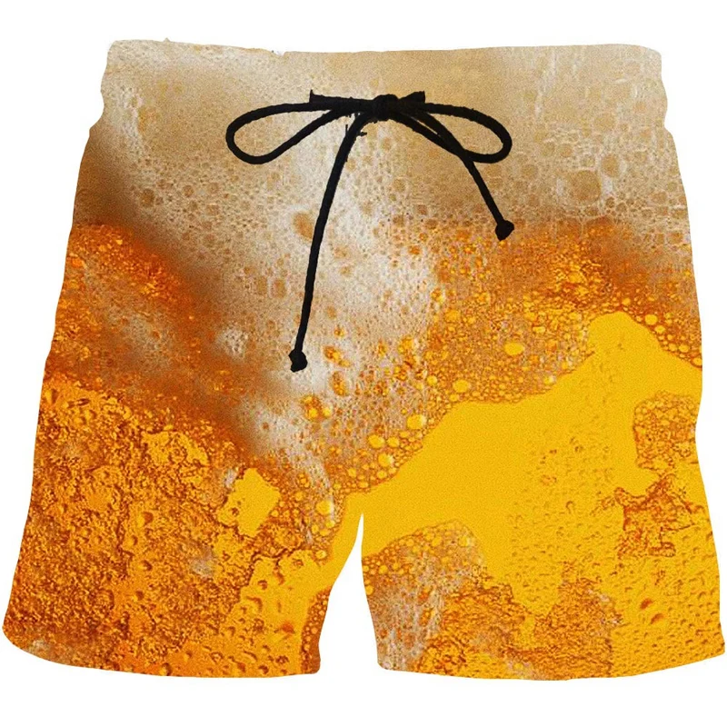 Men's Board Shorts Swimming Shorts Summer Shorts Beach Shorts Elasticated Pockets Drawstring Graphic Print Beer