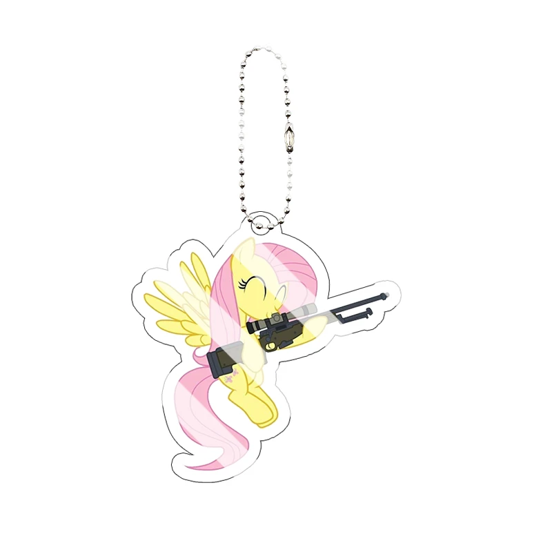 Fluttershy Acryl-Schlüsselanhänger Niedlicher Anime-Cartoon-Charakter Anhänger für Rucksack Schlüsselring Taschendekoration Geschenk – Detail 12