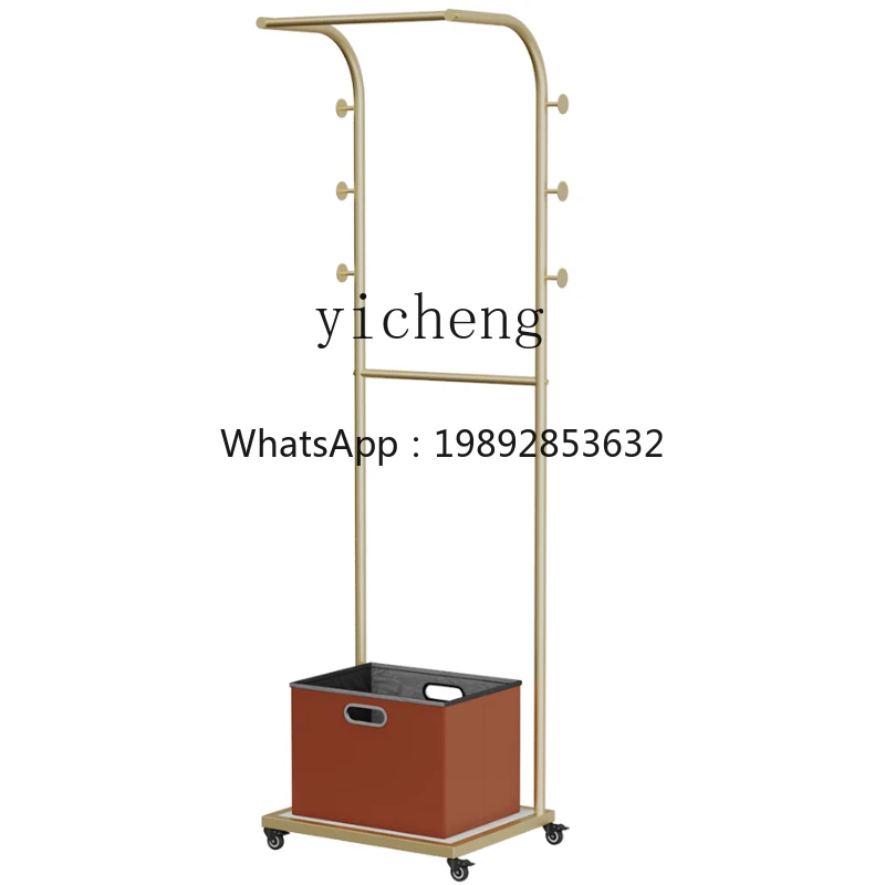 ZZ XL Mobile Coat Hanger Floor Bedroom Light Luxury Iron Coat Rack Simple Clothes Hanger