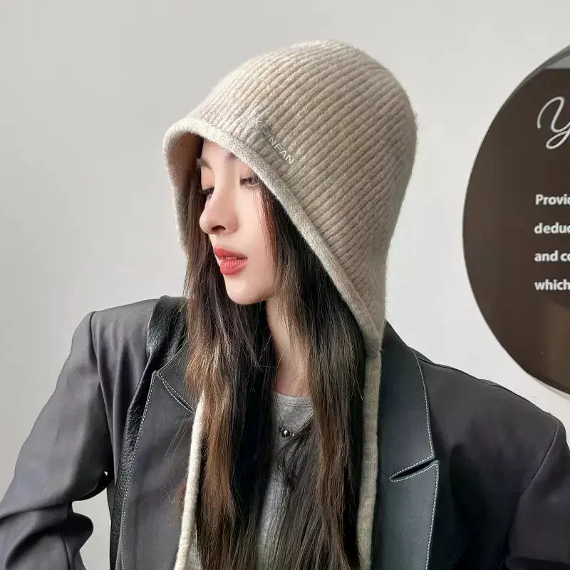 Winter Plush Beanies Cute Knit Hat For Women Girls Cute Ear Muffs Windproof Knitted Cap For Cold Weather
