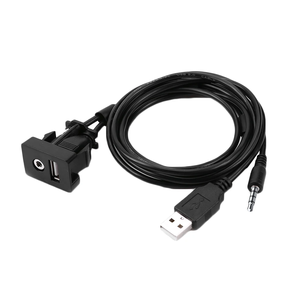 1m Car Dashboard 3.5mm AUX USB Extension Cable Panel for for Toyota Highlander RAV4
