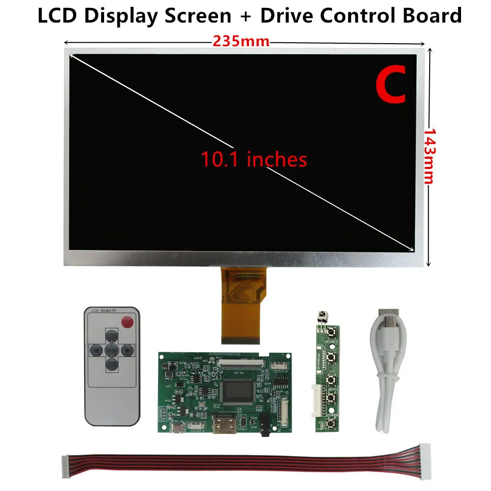 Imagem -04 - Polegada 1024*600 16:9 Tela Lcd Universal Faça Você Mesmo Placa de Controle Driver para Raspberry pi Banana pi pc Monitor Portátil 10.1