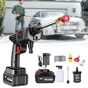 200w 50bar wireless high pressure car washer spray gun water 10000mAh battery generator Foam machine washing car home 9 Main Washer Sales High Pressure Battery - №7