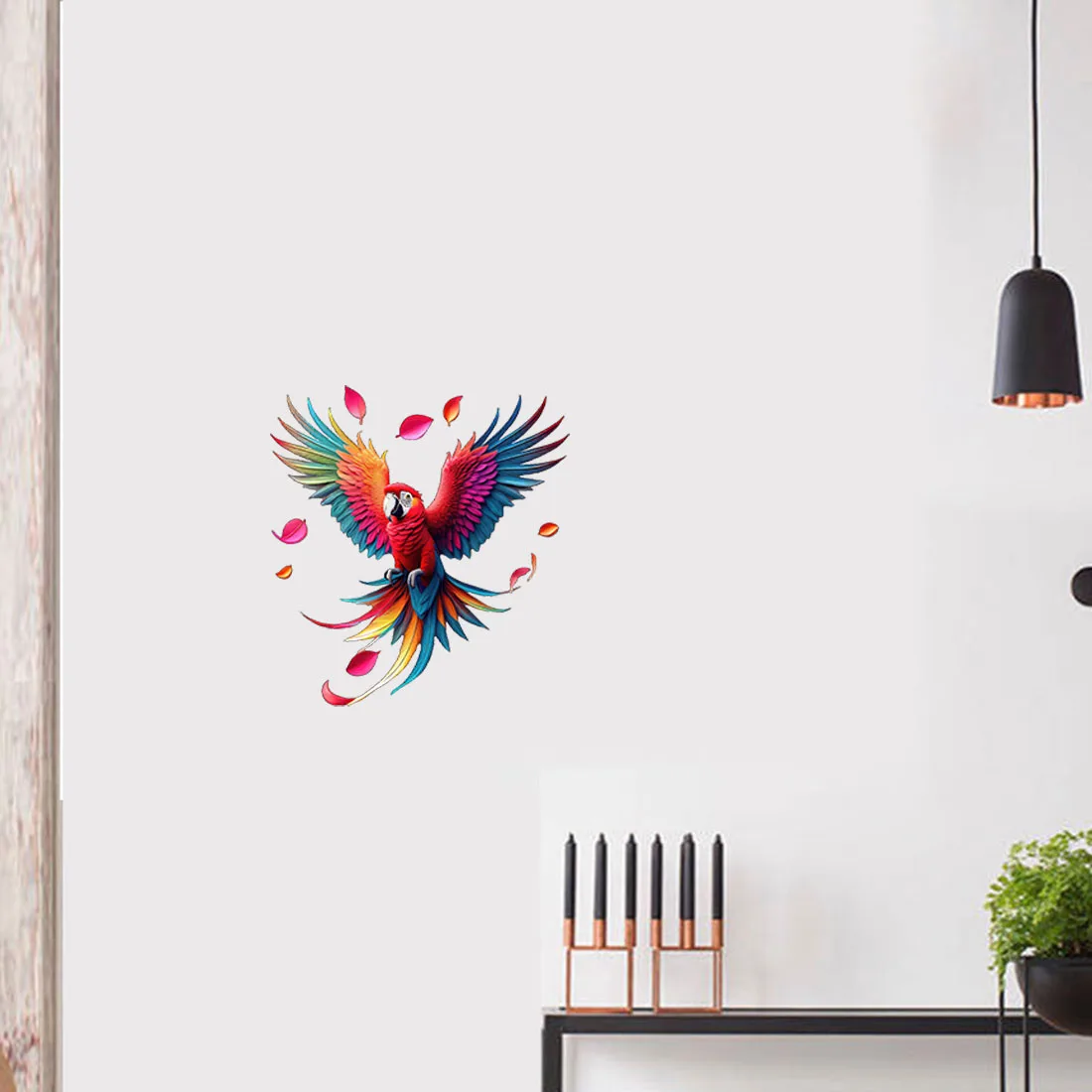 Three Ratels CC163  Pink Parrot Cartoon Animal Wall Stickers for Home Decoration Computer decals Car Stickers