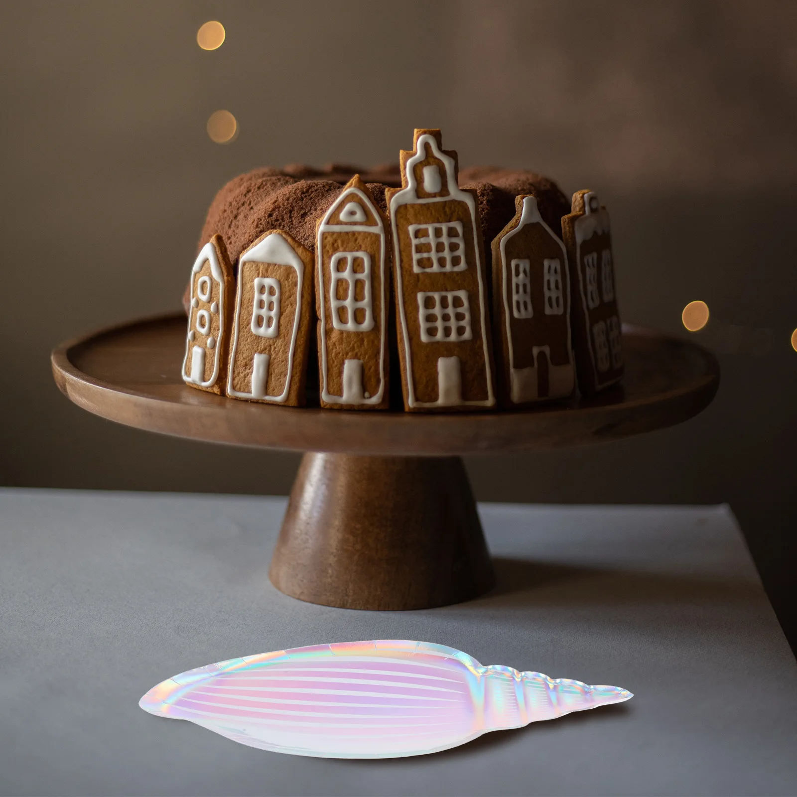 

24Pcs Shell Paper Plates Safe Practical Direct Contact with Food for Holiday Dinner Tableware Conch Shell Paper Plates