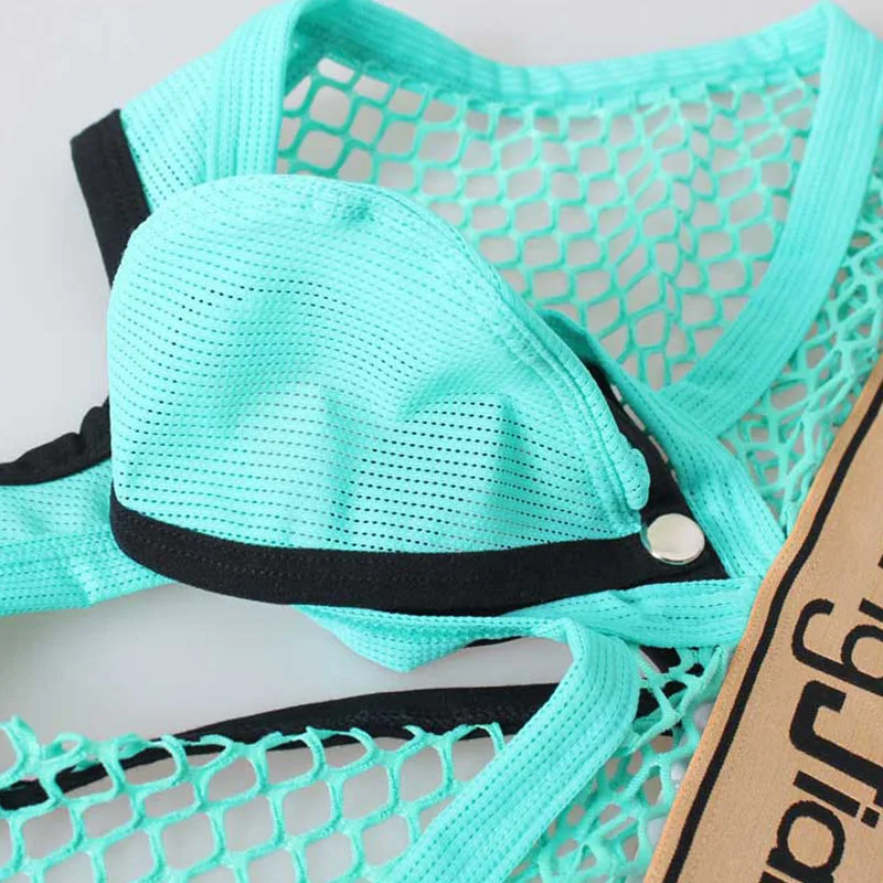 Men's Underwear Open Butt Thong Lingerie Sexy Hollow Mesh Briefs Transparent U Convex Pouch Lingerie Underpants Bikini Slip - Image 3