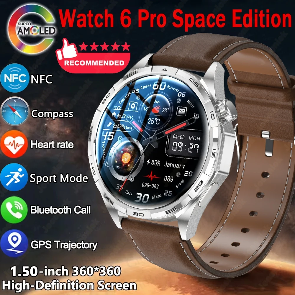 

2026 New GT6 Pro Smart Watch Men 360*360 AMOLED Screen HD BT Call Fitness IP68 Waterproof Health Monitor Business Man Smartwatch