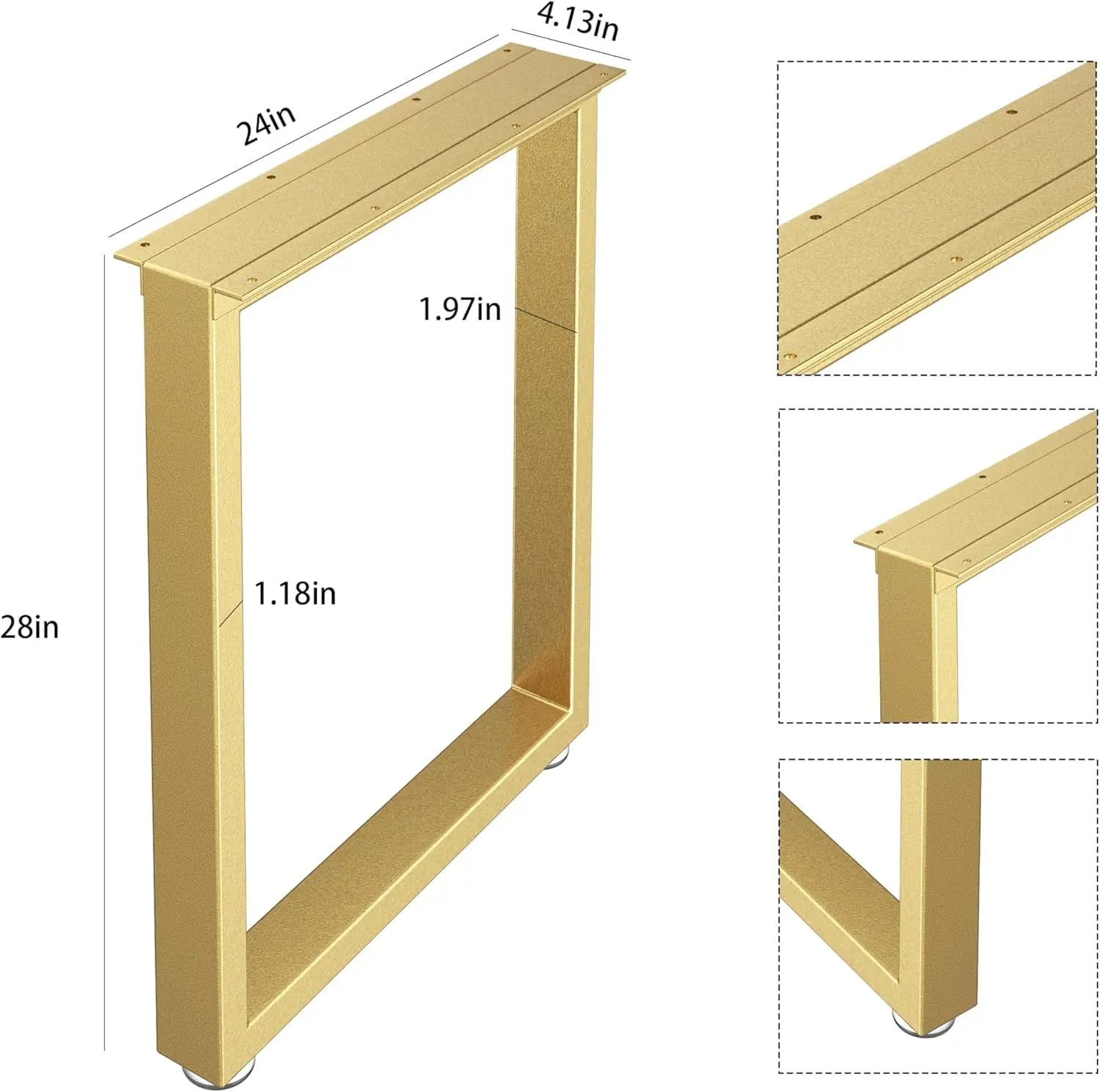 Table Legs 28 inch Height x 24 inch Wide with Adjustable Protector Feet, Heavy Duty Metal Furniture Legs for Coffee Table, Cockt