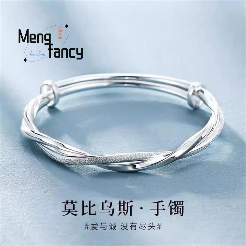 

Mobius Twist Sliding Bangle for Women Adjustable Boho Chic Minimalist Cuff, Unique Birthday Valentines Gift for Her Fine Jewelry