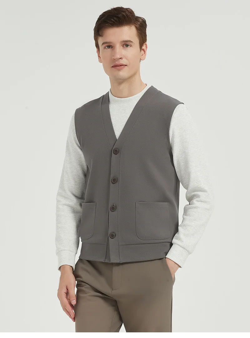 

High-End Double-Sided American Cotton Plaid V-Ne Open Cardigan Loose Men's Casual Vest Couple Sle Faion Urban Leisure