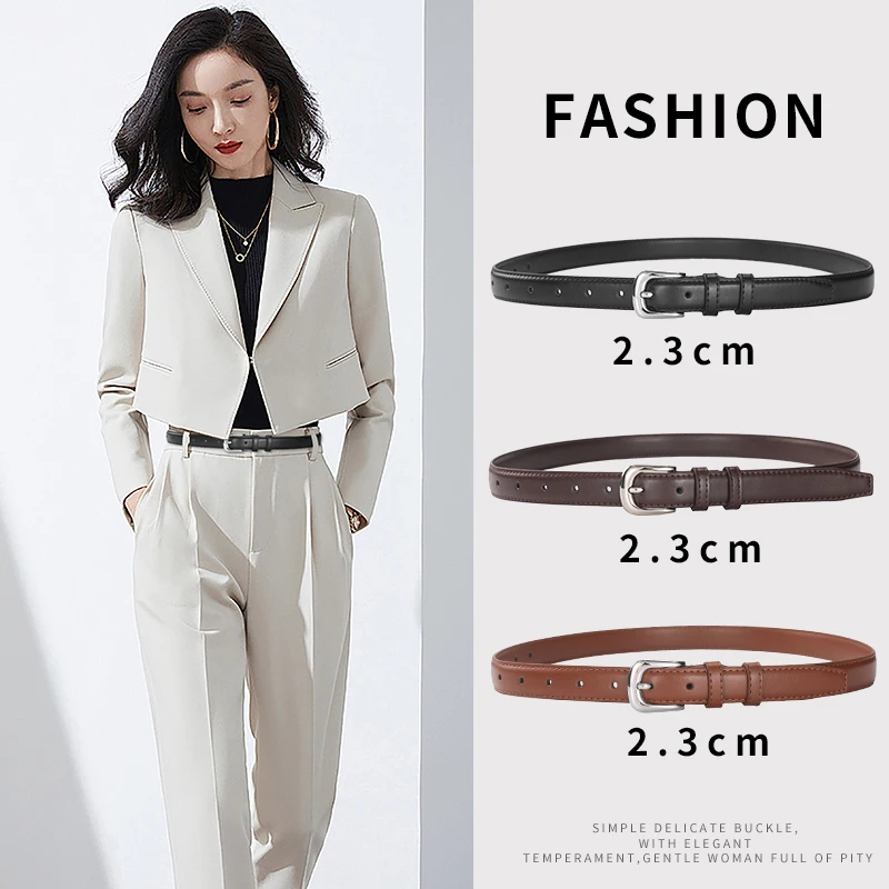 Deluxe Women's Belt Fashionable Pin Buckle Thin Belt Versatile Jeans Belt Multi-color Pu Belt