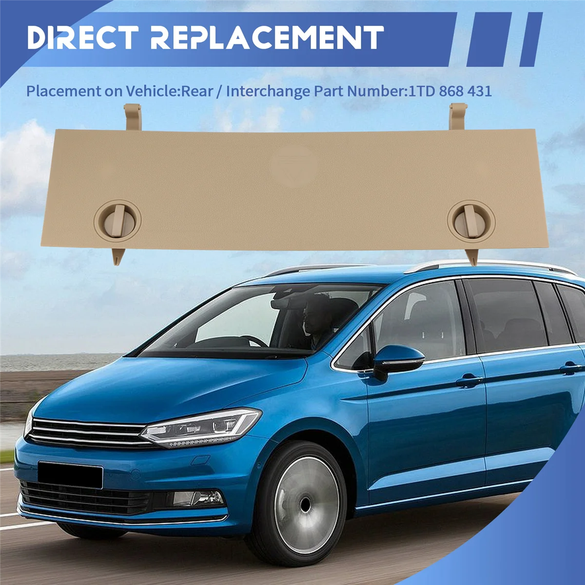 

1TD868431 Rear Trunk Protective Cover Panel for VW Touran 2005-2015 Luggage Lid Interior Panel Trim Warning 1TD868431,BJAS