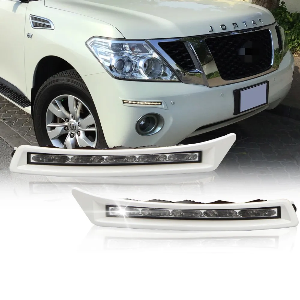 

July King LED Daytime Running Lights Case for Nissan Patrol 2012-2016, Front Bumper DRL, Need to Cut Car Front Bumper to Install