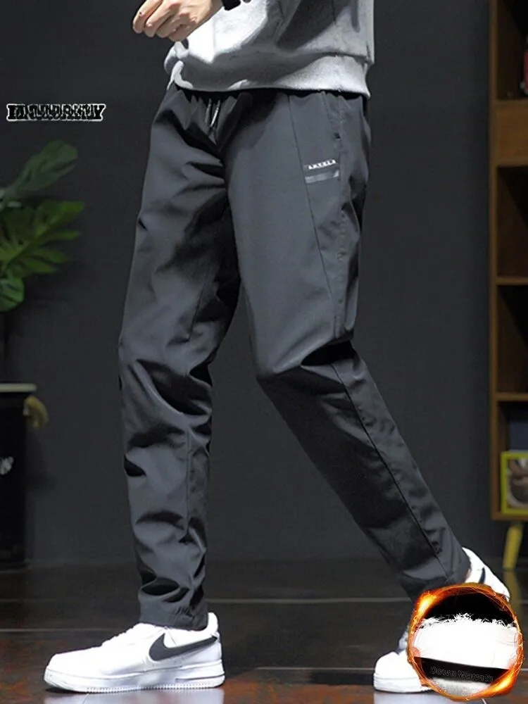 

Men's Winter Thi down Pants Outerwear Warm Versatile Long Trousers Low Waist Dstring Casual Polyester Fiber