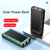 Solar Power Bank Qi Wireless Charger with Bluetooth Speaker FM Radio Flashlight Earphone TF Card Port Phone Powerbank 20000mAh