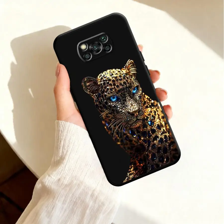 Capa de Telefone com Estampa de Guepardo de Olhos Azuis para Xiaomi Poco X8 Pro Max M7 X5 F7 F6 X4 X3 F5 X7 F8 Ultra C71 C85 F4
