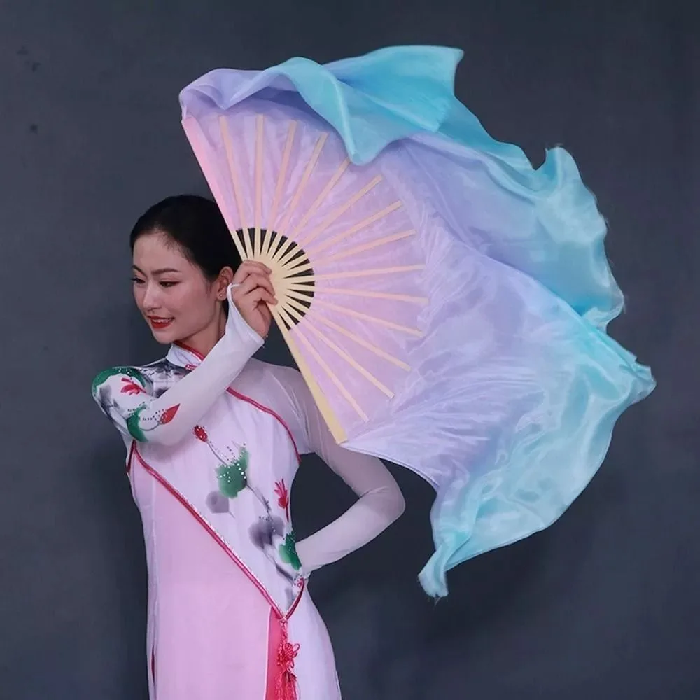 New Half Circle Hand Fan Chinese Traditional Long Silk Belly Dance Fan for Women Durable Performance Fans