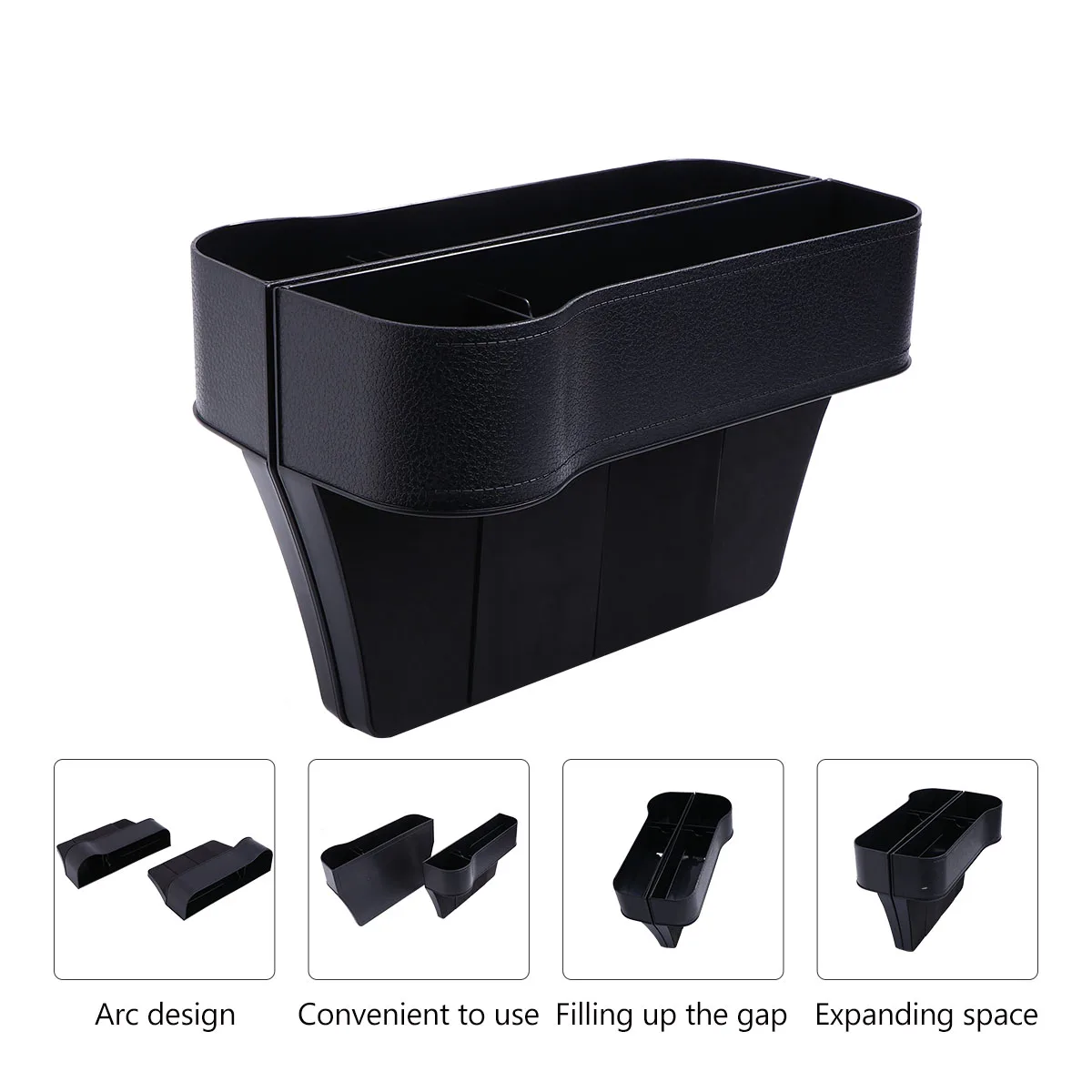 

2 Pcs Car Seat Box Organizer Durable ABS Material Phone Wallet Cards Drinks Key Coins Storage Clean Tidy Easy to Use Install