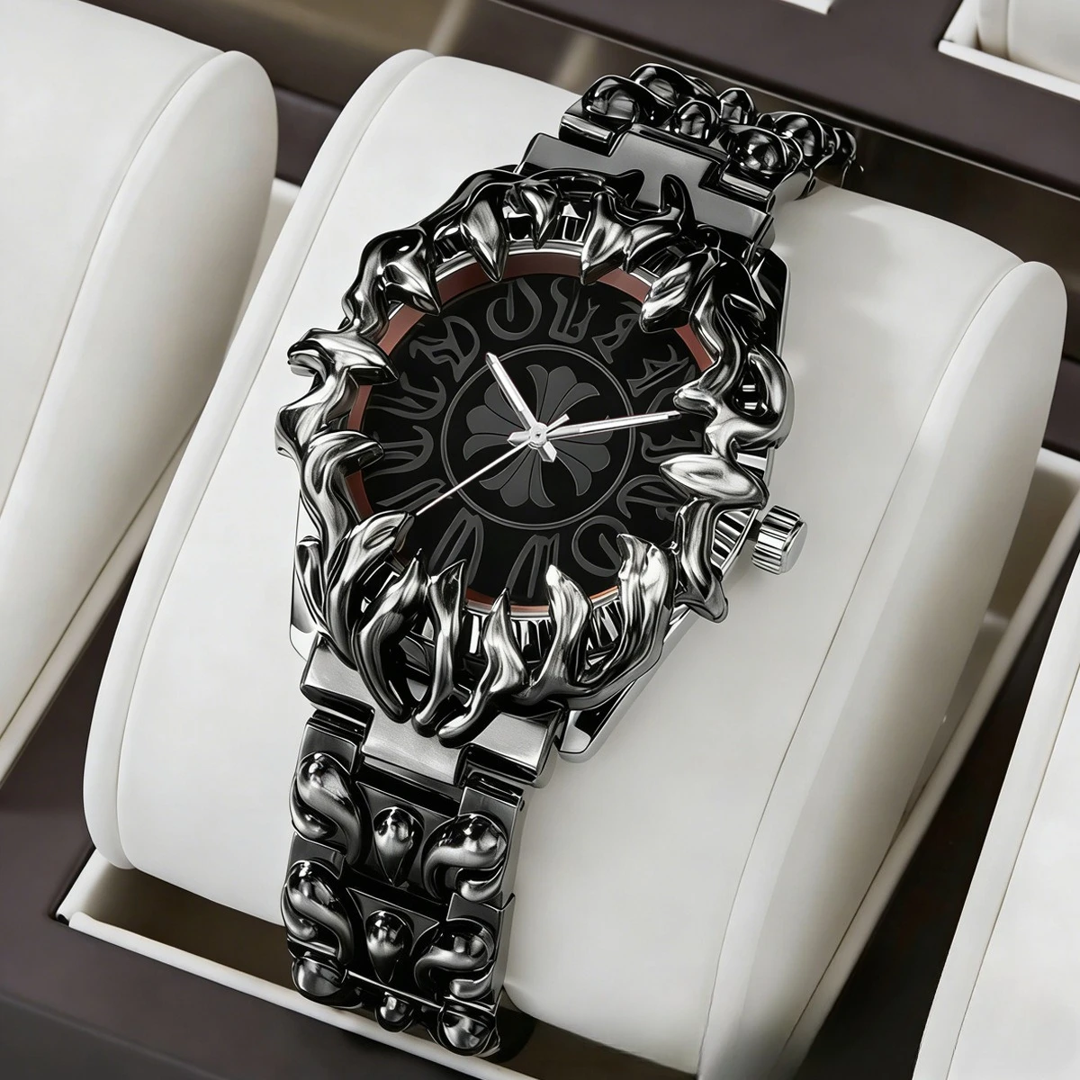 Y2K Irregular Claw Shape Men's Quartz Watch Sculptural Dial Gothic Vintage Streetwear Fashion Wristwatch Avant Garde Accessory