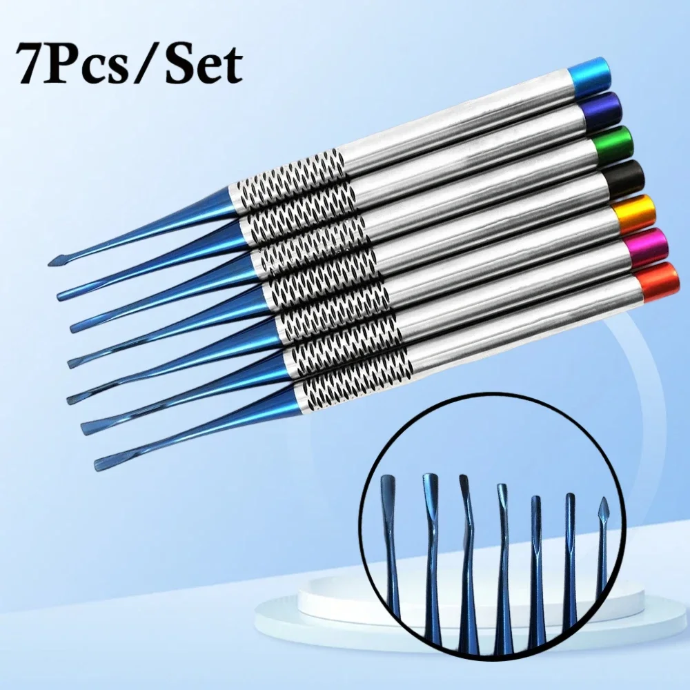 7PCS Dental Implant Luxating Root Tooth Elevator Knife Titanium Alloy Extraction Minimally Invasive Dentist Tool