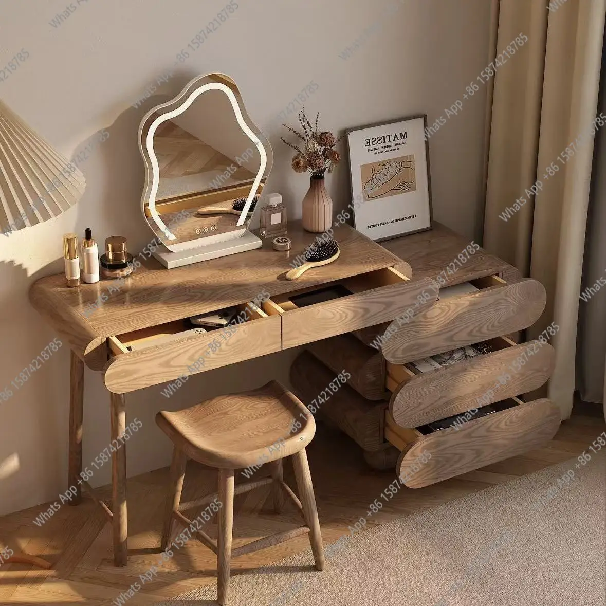 

North American ash dresser, modern simple chest of drawers, solid wood dressing table, high-end bedroom, home light luxury