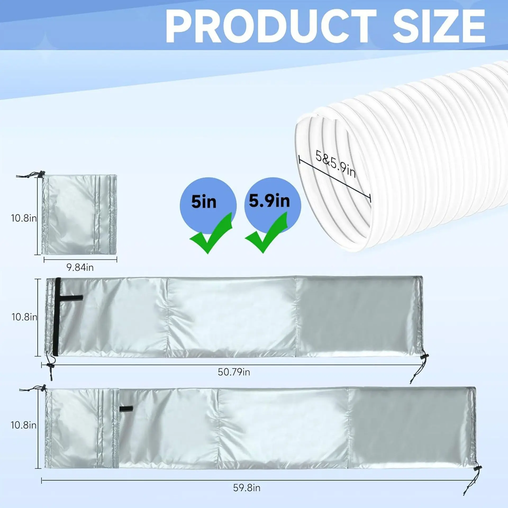 2PC/SET Portable Air Conditioner Hose Cover Insulation Heat-Resistant Hose Protective Sleeve AC Hose Duct Vent Cover Accessory