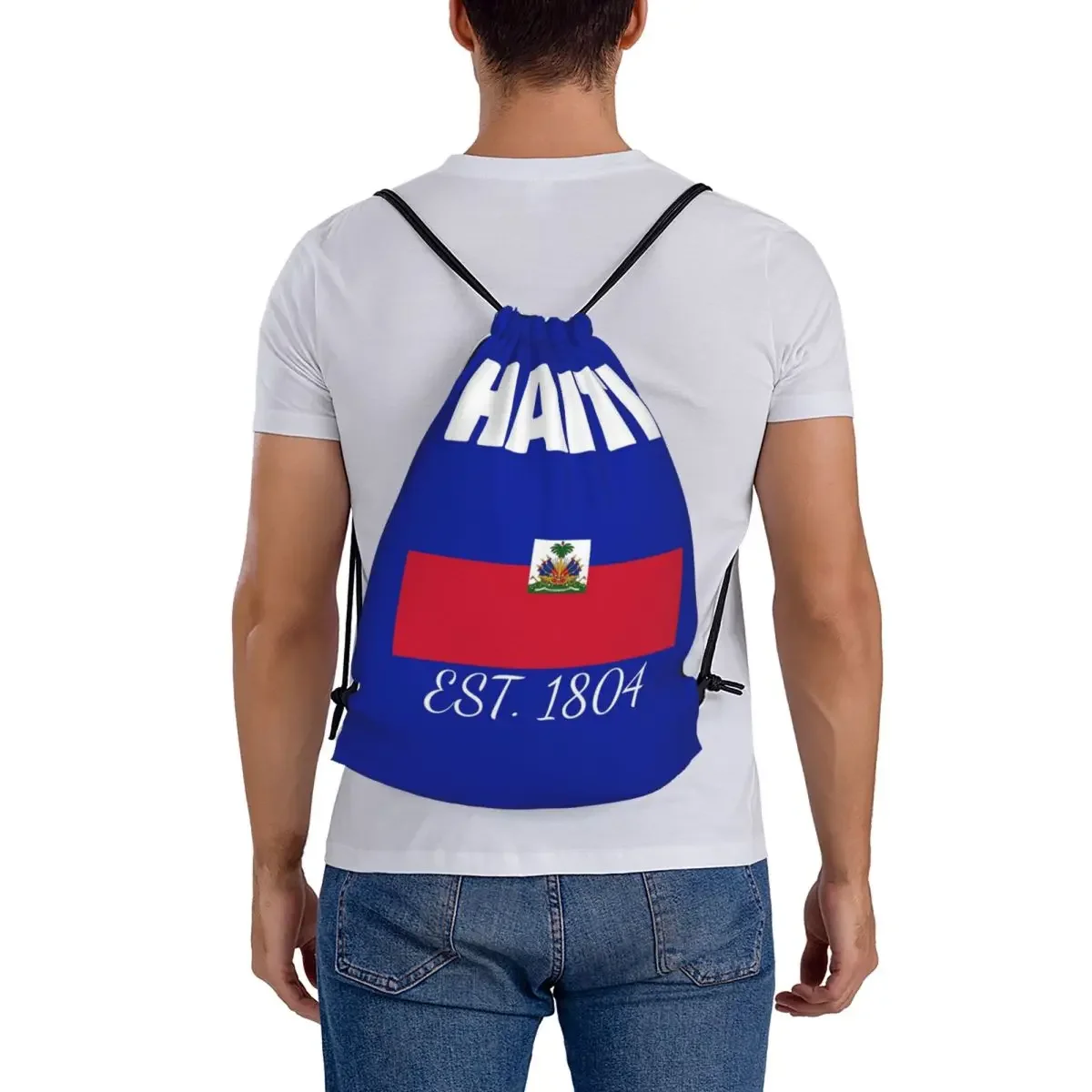 Haiti EST Independence Haitian Flag Merch Backpacks Fashion Drawstring Bags Sundries Bag Book Bags for Travel School