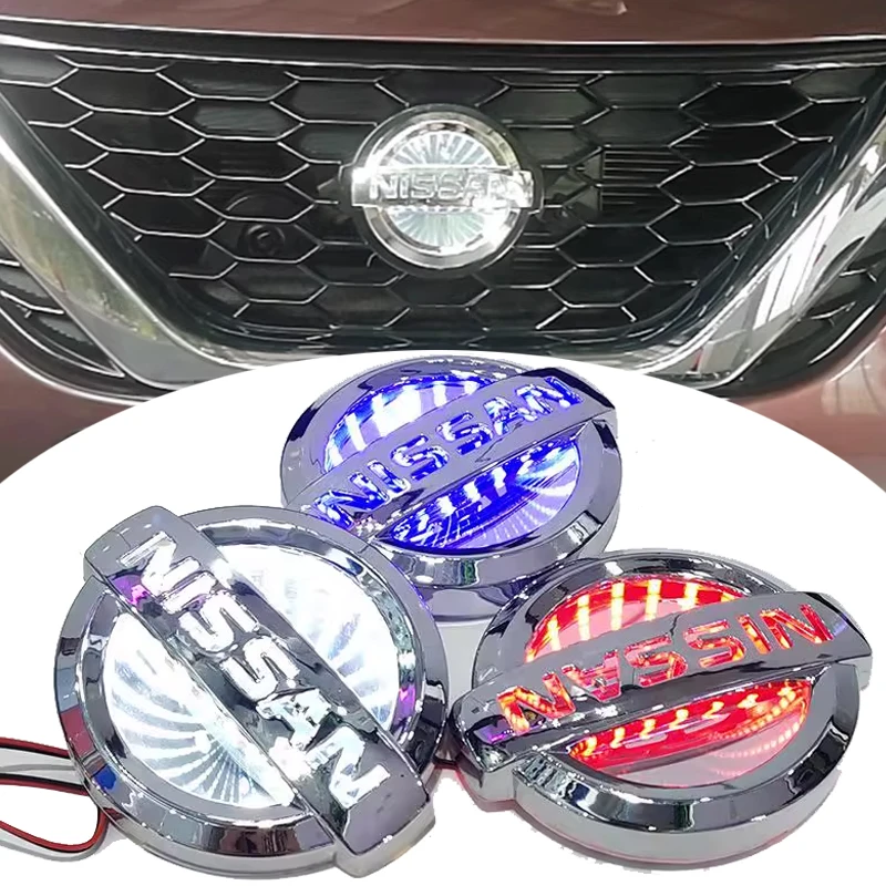 سيارة الجبهة الخلفية LED شعار شارة ضوء ملصق لنيسان قاشقاي Teana Sentra Sylphy XTrail باترول جوك ألميرا فيرسا اكسسوارات