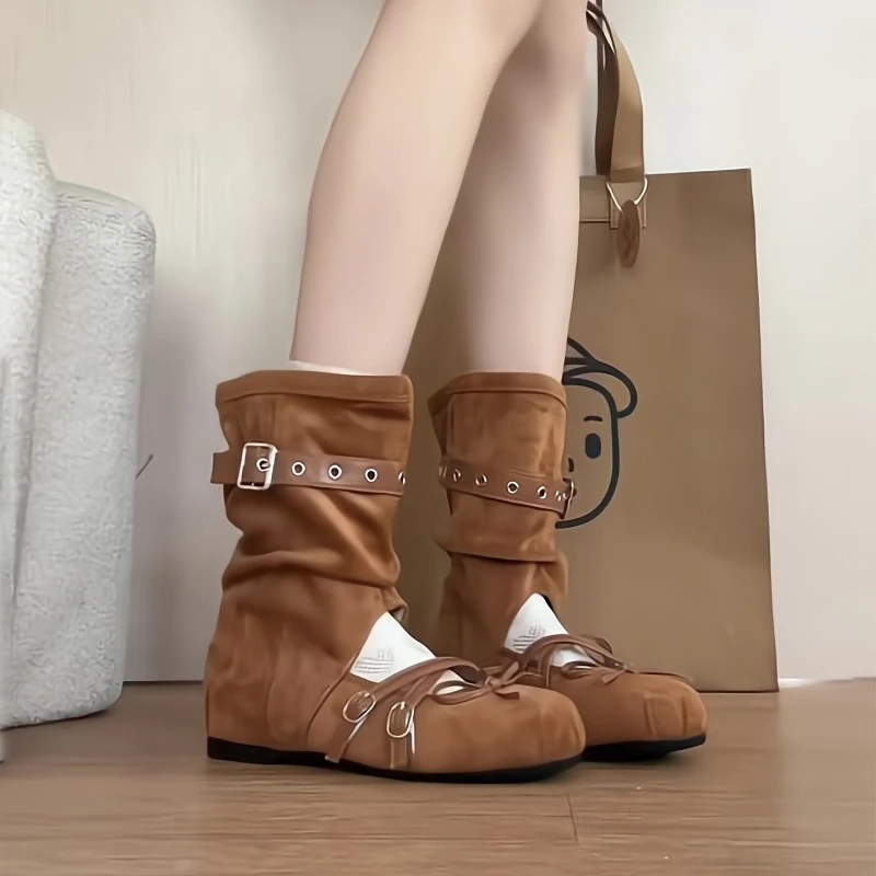 Vintage Hollow Out Sandals Boots Women's Buckle Strap Internal Elevation Wedges Heel Shoes Summer Slip On Western Short Boots