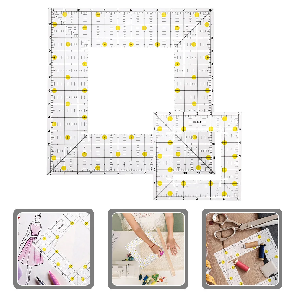 

2pcs Acrylic Patchwork Clear Durable Sewing Gauge Quilting Tool Diy Clothing Design Rectangle Templates Portable Sewing Crafts
