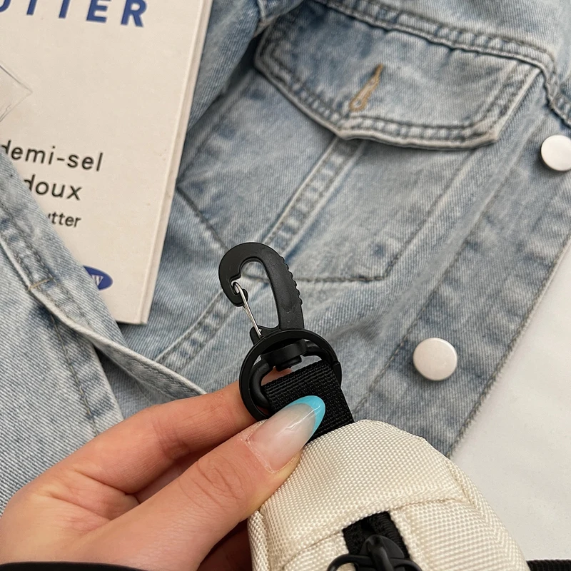 Cute Mini Earphone Bags For Women Canvas Solid Color Backpack Pendant Lipstick Coin Purse With Hook Lightweight Casual Belt Bags