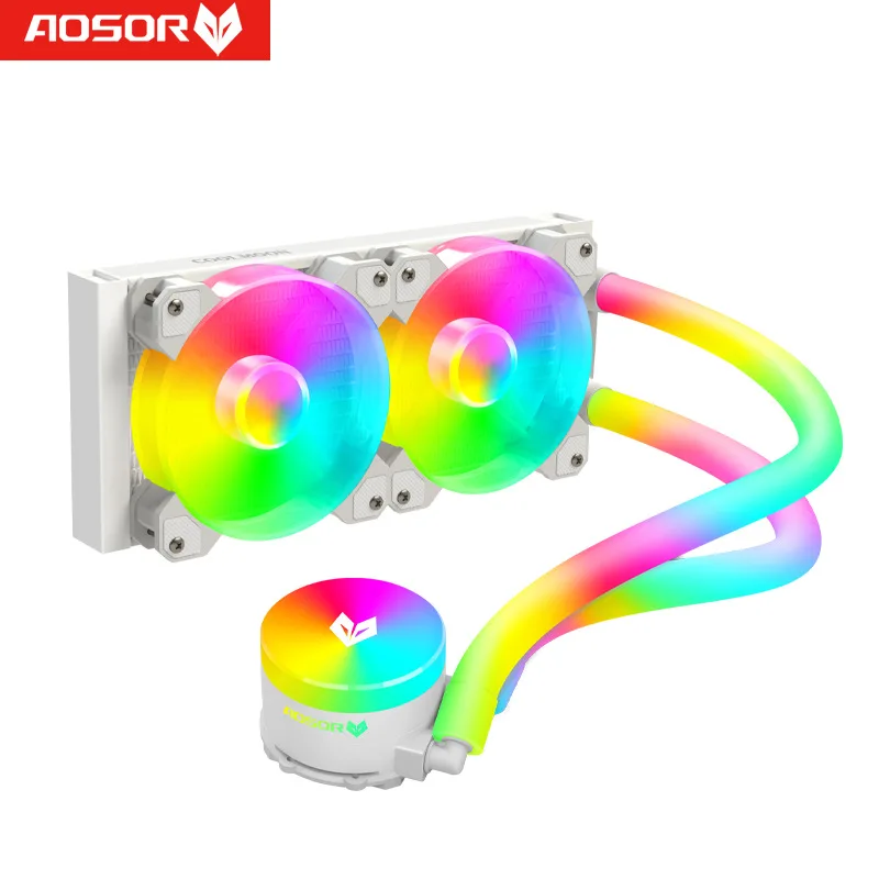 Kit de resfriamento de água rgb 240 cpu aio para intel amd, controle de temperatura pwm tudo-em-um computador cpu cooler radiador argb aura sincronização