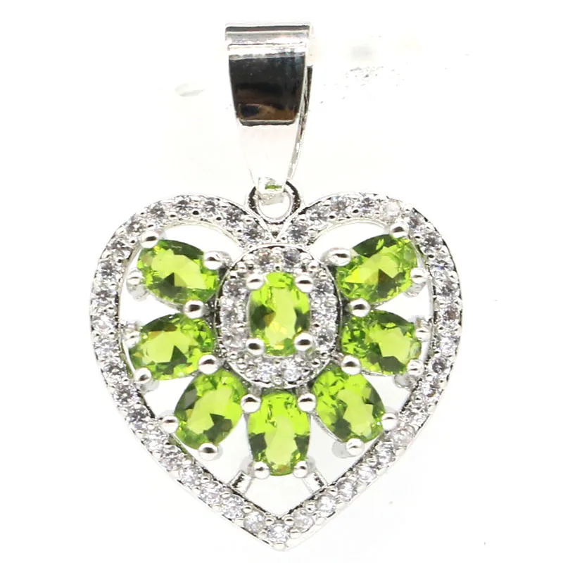 

Buy 3 Get 1 Free 26x18mm Heart Shape Pink Kunzite Violet Tanzanite Green Peridot CZ Woman's Wedding Silver Pendant