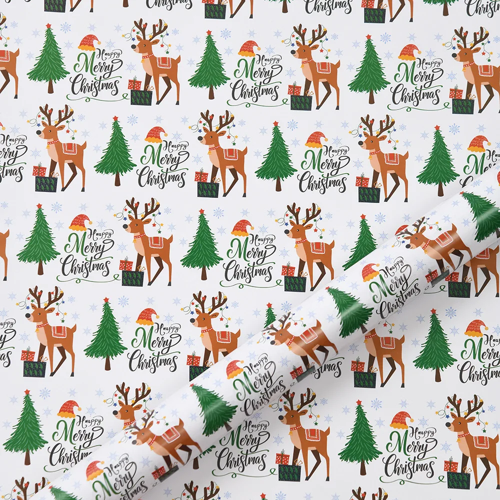 Christmas Wrapping Paper Roll High Quality Reindeer Wrapping Paper Santa Claus Gift Wrap Printed Christmas Gift Wrapping Paper