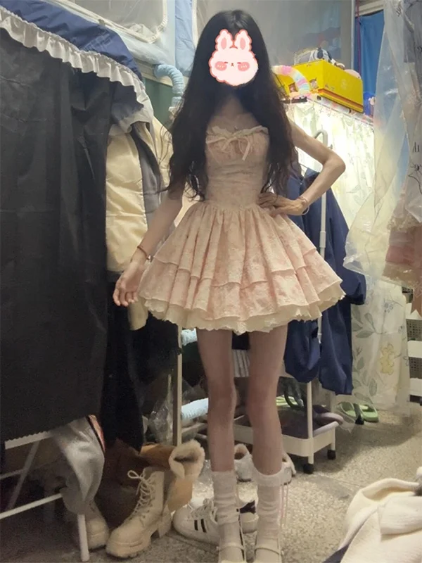 

Платье-юбка в стиле принцессы с коротким рукавом, женское, весна-осень, новинка, с пышными рукавами, приталенное, с завышенной талией, с цветочным принтом, многоярусная юбка, повседневное платье