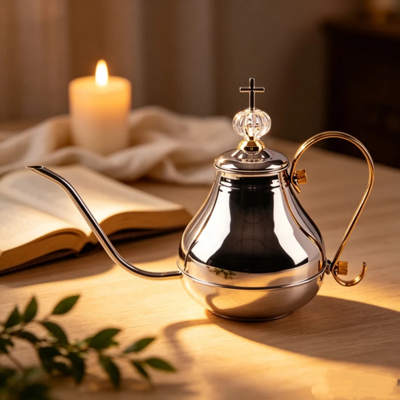 Joellyn Stainless Steel Pouring Kettle with Luxury Gold Handle Food Grade 304 Oil Dispenser Church Household Jug with Decorative